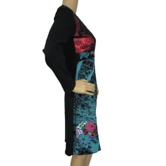 Desigual Long Sleeve Graphic Text Print Dress - Picture 2 of 9